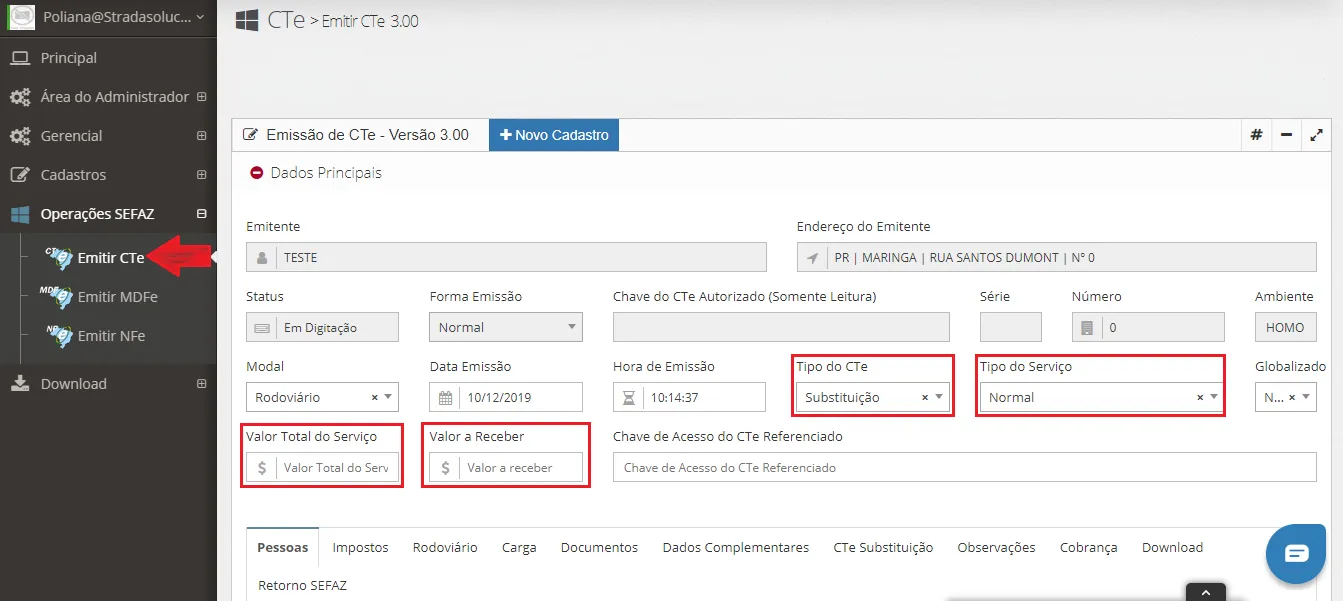 Emissão de CT-e de Substituição: Preenchendo o cabeçalho do Conhecimento de Transporte
