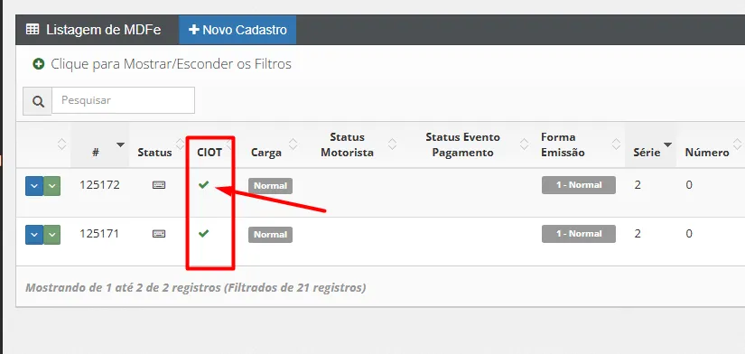 Emissão de MDF-e com CIOT: Consultando o status do envio do CIOT