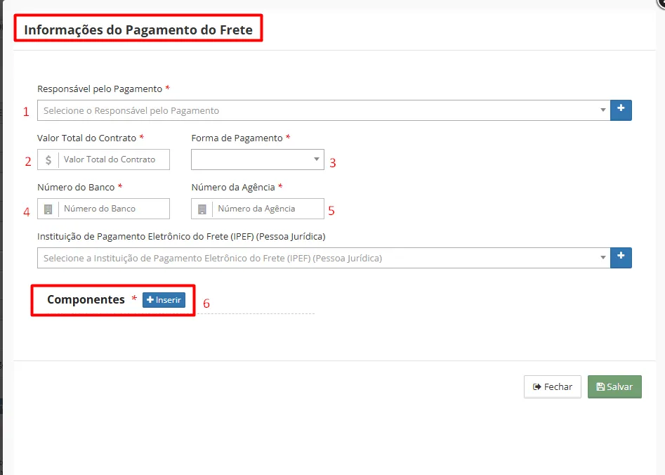 Emissão de MDF-e: Dados do Pagamento