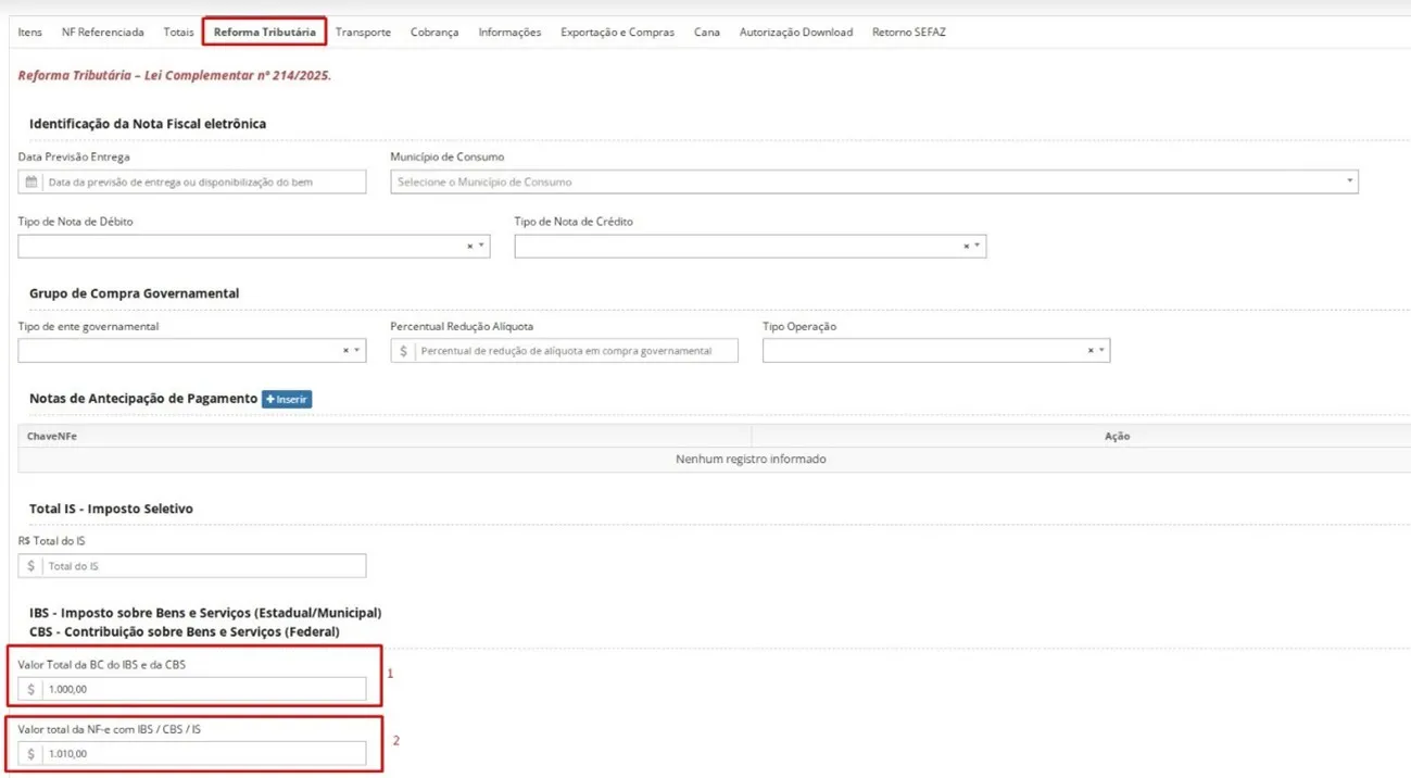 Emissão de NF-e Normal: Totais IBS e CBS – Parte 1